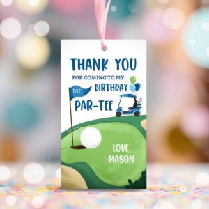 2 editable golf favor tags golf thank you par tee tags golfing birthday hole in one 1st birthday boy gift tag download corjl template 0405 1