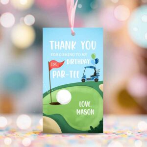 2 editable golf favor tags golf thank you par tee tags golfing boy birthday hole in one 1st birthday boy gift tag download corjl template 0405 1