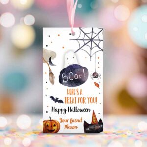 2 editable halloween favor tag boo gift tags costume party trick or treat favor tags birthday party download printable template corjl 0261 1