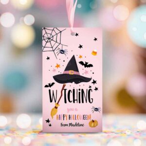 2 editable halloween favor tag witching you a happy halloween trick or treat favor tags birthday party download printable template corjl 0261 1