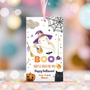 2 editable halloween favor tags boo gift tag costume party trick or treat favor tags ghost treat tag download printable template corjl 0261 1