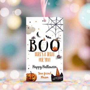 2 editable halloween favor tags boo gift tags costume party trick or treat favor tags birthday party download printable template corjl 0261 1