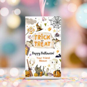 2 editable halloween favor tags boo gift tags costume party trick or treat favor tags ghost treat tag download printable corjl 0261 0475 1