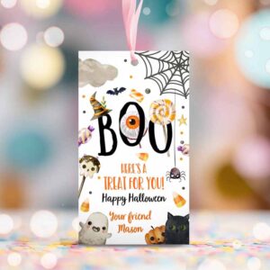 2 editable halloween favor tags boo gift tags costume party trick or treat favor tags ghost treat tags download printable template corjl 0261 1