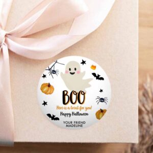 2 editable halloween favor tags boo gift tags costume trick or treat sticker birthday party download printable template corjl 0418 0261 1