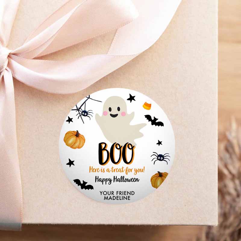 2 editable halloween favor tags boo gift tags costume trick or treat sticker birthday party download printable template corjl 0418 0261 1