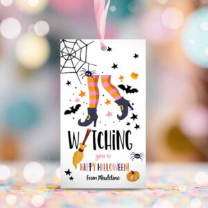 2 editable halloween favor tags witching you a happy halloween trick or treat favor tag halloween party download printable template corjl 0261 1