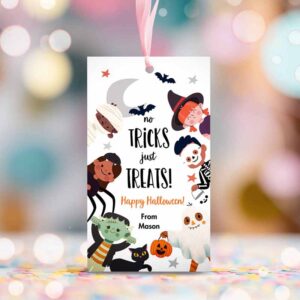2 editable halloween gift tag no trick just treats halloween treat tag trick or treat favor tags kids download template corjl 0261 0473 0009 1