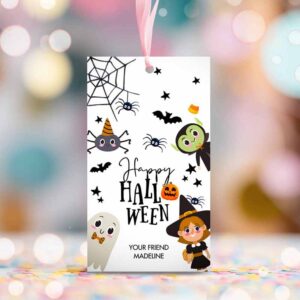 2 editable happy halloween gift tags trick or treat favor tags ghost treat tag personalized download printable template corjl 0261 0009 1