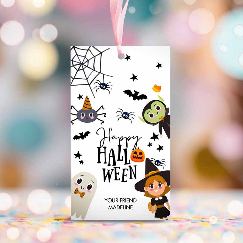 2 editable happy halloween gift tags trick or treat favor tags ghost treat tag personalized download printable template corjl 0261 0009 1