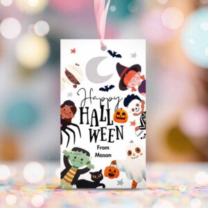 2 editable happy halloween gift tags trick or treat favor tags ghost treat tag personalized download printable template corjl 0261 0473 0009 1