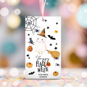2 editable happy halloween gift tags trick or treat favor tags ghost treat tag personalized download printable template corjl 0261 0479 0009 1