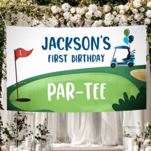 2 editable hole in one backdrop banner golf birthday boy first birthday par tee golfing 1st golf party download corjl template printable 0405 1