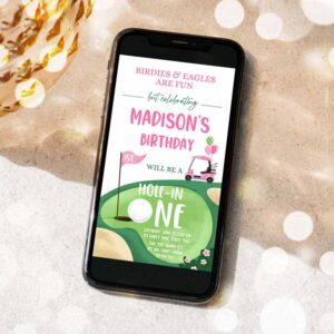 2 editable hole in one birthday evite golf first birthday par tee golf invite girl golf download electronic phone template 1