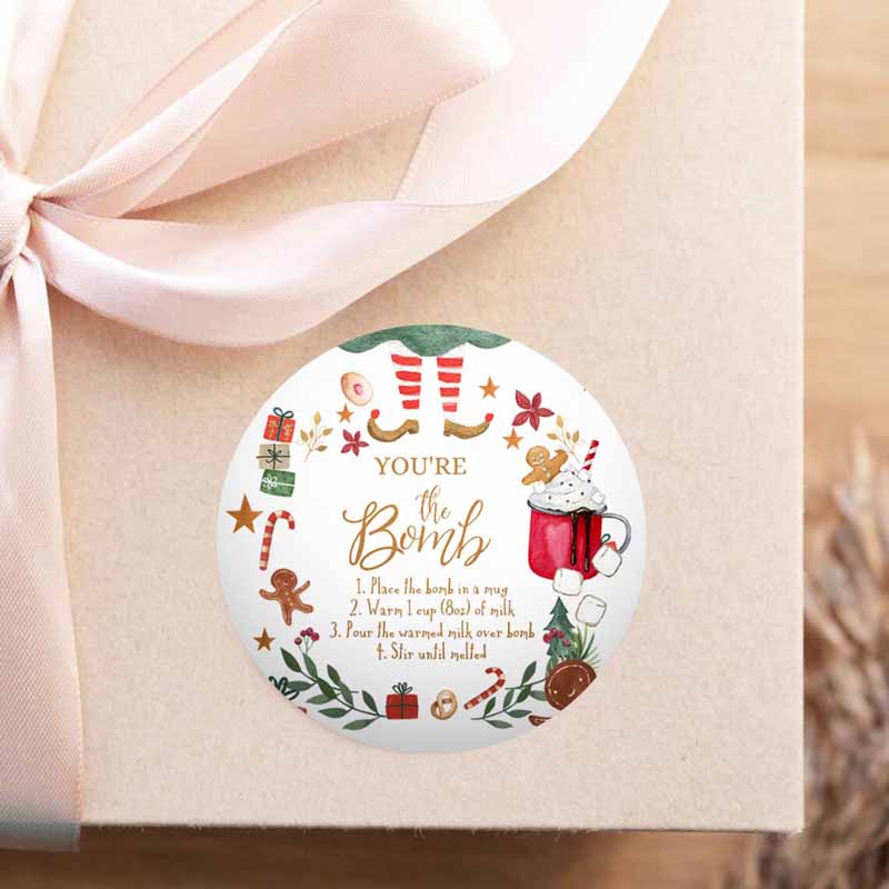 2 Editable Hot Chocolate Bomb Tags Elf Bomb Instructions Cocoa Favor Tags Elf Party Christmas Elf Visit Elf Birthday Digital PRINTABLE 0358