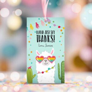 2 editable llama favor tags whole llama fun thank you tags blue llama birthday fiesta mexican cactus gift tag alpaca digital corjl template 0079 1