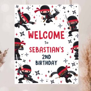 2 editable ninja birthday party welcome sign karate birthday welcome sign warrior birthday party martial arts ninja party instant download cr4 1