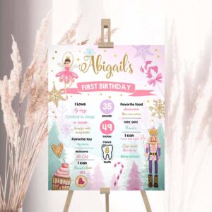 2 editable nutcracker birthday milestones sign girl first birthday 1st birthday land of sweets milestone board corjl template printable 0352 1