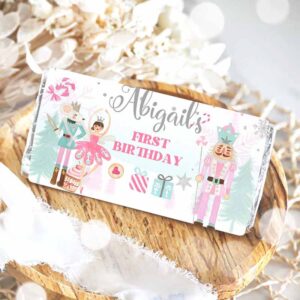 2 editable nutcracker chocolate bar labels candy bar wrapper nutcracker birthday winter land of sweets download corjl template printable 0352 1