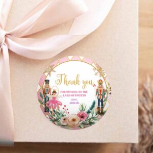 2 editable nutcracker favor tag nutcracker birthday land of sweets thank you tag sugar plum fairy christmas winter pink gold girl corjl 0352 1