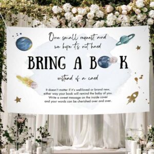 2 editable outer space astronaut bring a book card baby shower space galaxy watercolor baby boy orange rocket book insert corjl template 0366 1