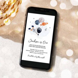 2 editable outer space birthday evite out of this world astronaut trip around the sun download template digital iphone 1