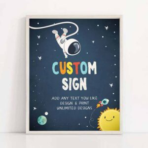 2 editable outer space custom sign astronaut birthday party space sign space rocket table sign decoration 8x10 instant download printable 0046 1