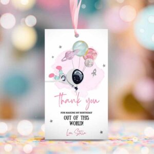 2 editable outer space favor tag astronaut birthday thank you label galaxy gift tags trip out of world planets template corjl printable 0366 1