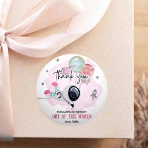 2 editable outer space favor tags astronaut birthday thank you sticker girl space pink trip out of world planets template corjl printable 0366 1