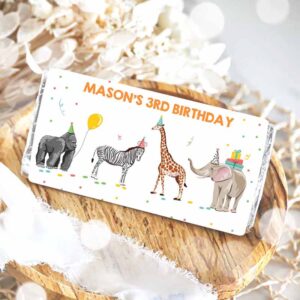 2 editable party animals candy bar wrapper safari animals birthday chocolate bar wrapper safari favors jungle template printable corjl 0142 1