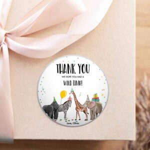 2 editable party animals favor tags wild one animals thank you tag safari animals zoo birthday wild time stickers zoo template corjl 0142 1