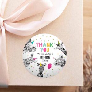 2 editable party animals favor tags wild one animals thank you tag safari animals zoo birthday wild time stickers zoo template corjl 0390 1