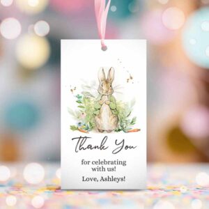 2 editable peter rabbit baby shower favor tags bunny thank you tags gender neutral labels watercolor printable download corjl template 0351 1