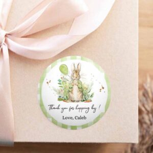 2 editable peter rabbit favor tags bunny thank you tags round boy birthday labels thanks hopping by printable download corjl template 0351 1
