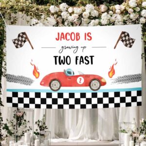 2 editable racing car backdrop banner growing up two fast birthday boy 2nd second 2 fast two curious download corjl template printable 0424 1