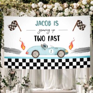 2 editable racing car backdrop banner growing up two fast birthday boys 2nd second 2 fast two curious download corjl template printable 0424 1