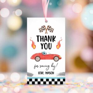 2 editable racing favor tag race car birthday thank you label two fast 2 curious gift tags red race cars 2nd template corjl printable 0424 1