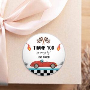2 editable racing favor tag race car birthday thank you label two fast 2 curious stickers red race cars 2nd template corjl printable 0424 1