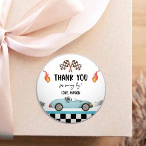 2 editable racing favor tags race car birthday thank you label two fast 2 curious stickers blue race car 2nd template corjl printable 0424 1