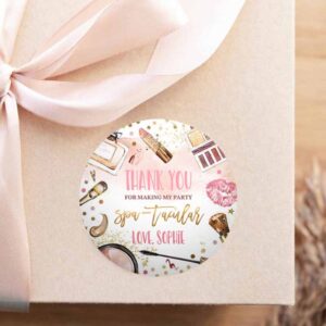 2 editable spa makeup party circle square favour tag glitz glam birthday party blush pink gold girly glamour party decor instant download ks 1