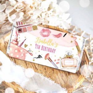 2 editable spa party candy bar wrapper glitz and glam birthday labels fashion party makeup girl glamour download corjl template printable 0420 1