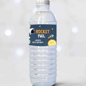 2 editable space astronaut water bottle label rocket fuel labels boy outer space birthday astronaut galaxy space printable template corjl 0046 1