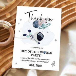 2 editable space birthday thank you card space astronaut thank you note planets boy blue download printable template digital corjl 0366 1