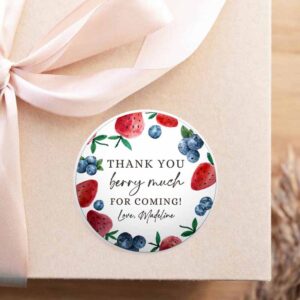 2 editable strawberry blueberry favor tags berry first birthday thank you stickers label berry farmers market template printable corjl 0399 1