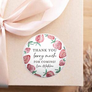 2 editable strawberry favor tag strawberry birthday thank you stickers label berry much gift tag farmers market template printable corjl 0399 1