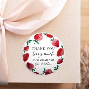 2 editable strawberry favor tags strawberry birthday thank you stickers label berry much gift tag farmers market template printable corjl 0399 1