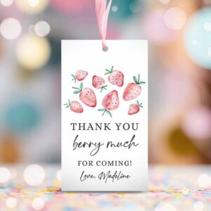 2 editable strawberry favor tags strawberry birthday thank you tags label berry much gift tags farmers market template printable corjl 0399 1