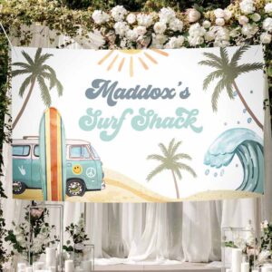 2 editable surf birthday backdrop banner surfs up birthday boy first surfing the big one surf shack download corjl template printable 0433 1
