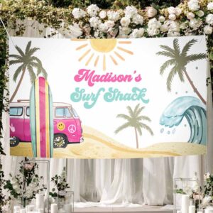 2 editable surf birthday backdrop banner surfs up birthday girl first surfing the big one surf shack download corjl template printable 0433 1