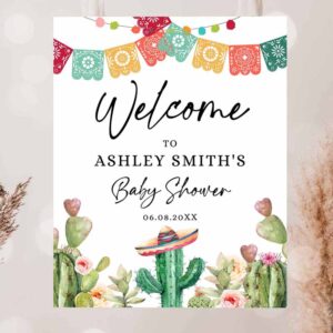 2 editable taco bout a baby welcome sign baby shower watercolor cactus mexican succulent couples table sign corjl template printable 0404 1
